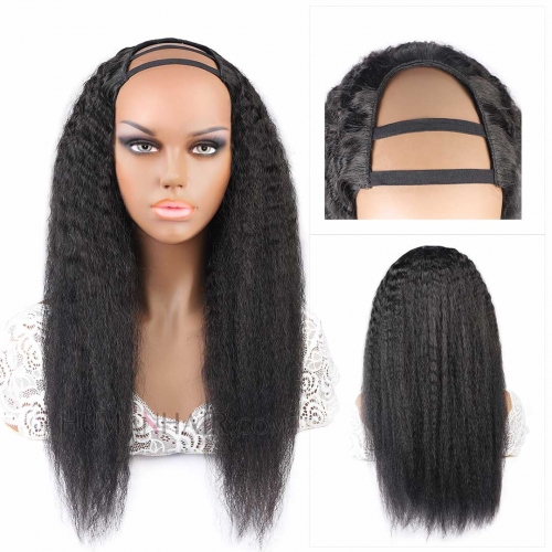 U Part Wig 8in-26in Yaki Straight Human Hair Glueless Wig HAIRCC Wigs