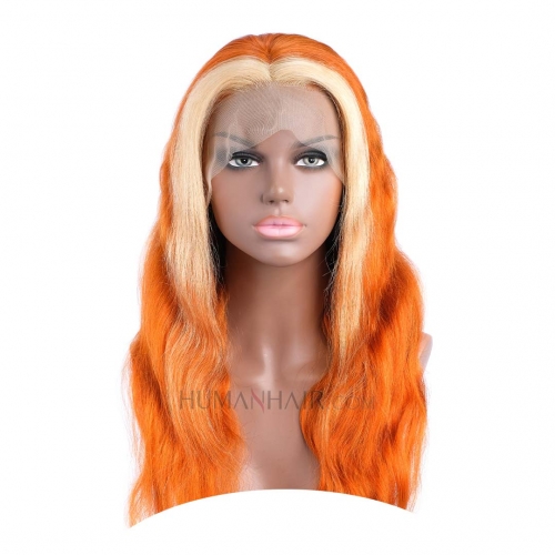 Ginger Blonde Human Hair Lace Front Wig 10in-30in T Part Lace Front Wigs HAIRCC Highlight Wig