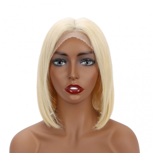 Blonde Bob Wig Straight Remy Human Hair Lace Front Wig For Black Women
