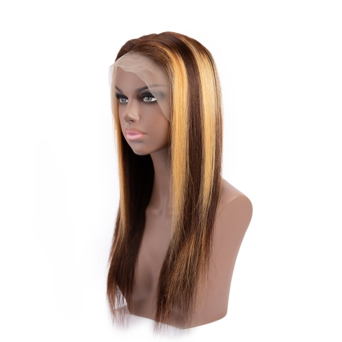 10in-30in Straight Human Hair Lace Front Wigs 13x6 Highlight Wigs HAIRCC Affordable Ombre Wig
