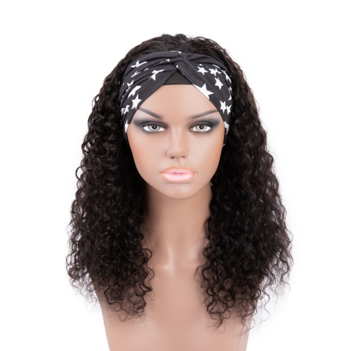 10in-32in Headband Wig Water Wave Human Hair Wigs HAIRCC Glueless Scarf Wigs