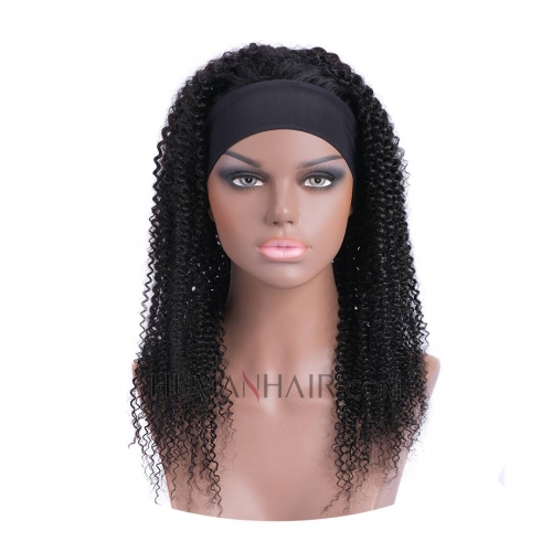 10in-28in Headband Wig Curly Human Hair Wigs HAIRCC Glueless Scarf Wigs