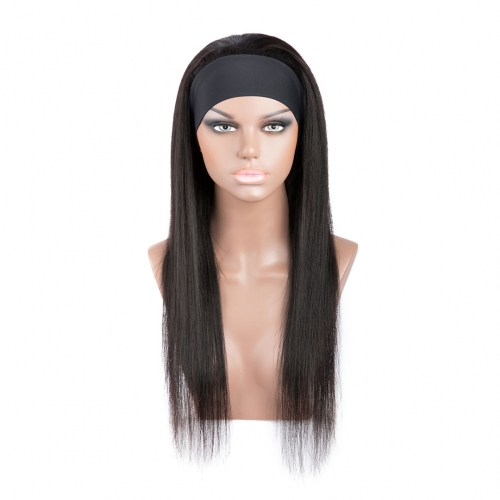 10in-26in Headband Wig Straight Human Hair Wigs HAIRCC Glueless Scarf Wigs