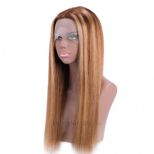 10in-30in Balayage Color Human Hair Wig T Part Lace Front Glueless Ombre Wigs HAIRCC Highlight Wig