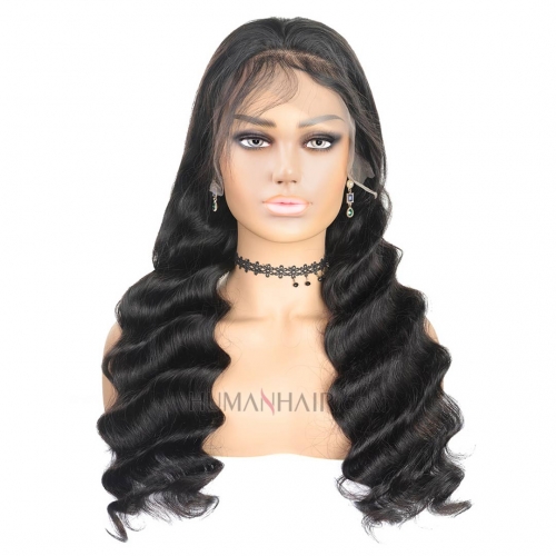 12in-38in Transparent Lace Front Wigs Loose Wave Human Hair Lace Frontal Wigs HAIRCC Wig