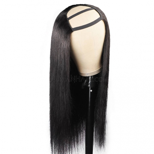 U Part Wig 8in-26in Silky Straight Human Hair Glueless Wig HAIRCC Wigs
