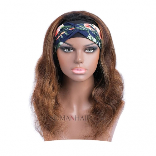 Headband Wig Body Wave 8in-24in Balayage Color Human Hair Glueless Scarf Wigs HAIRCC Ombre Wig