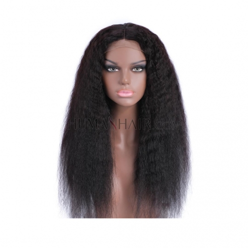 Cheap Lace Closure Wig Yaki Curly Human Hair 4x4 Lace Closure Wigs HAIRCC Wigs