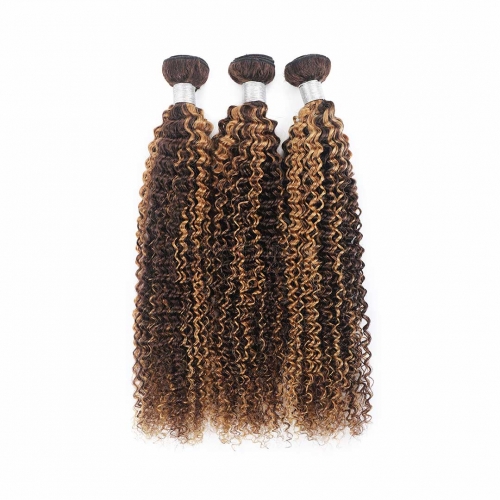 Ombre Hair Bundles Jerry Curly 3pcs 10in-28in Balayage Color Human Hair Weave HAIRCC Remy Hair