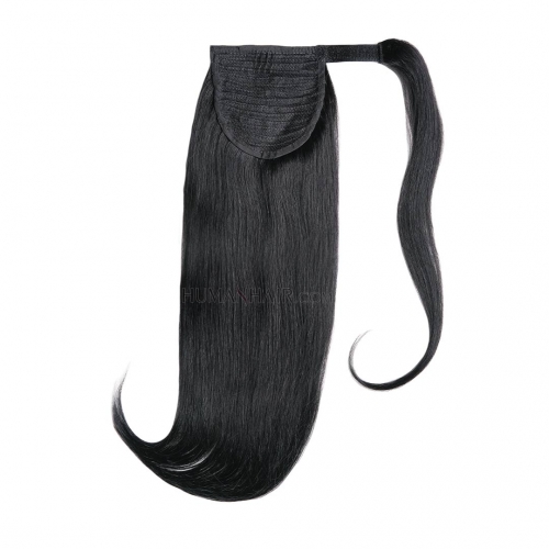 Clip In Ponytail Human Hair Extensions Jet Black #1 HAIRCC Hair