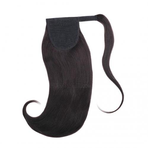 Clip In Ponytail Extensions #1B Natural Black Remy Human Hair Piece HAIRCC Hair