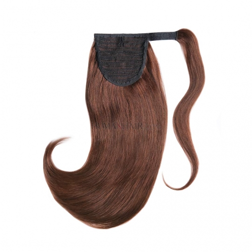 Clip In Ponytail Extensions #4 Dark Brown Remy Human Hair Piece HAIRCC Hair