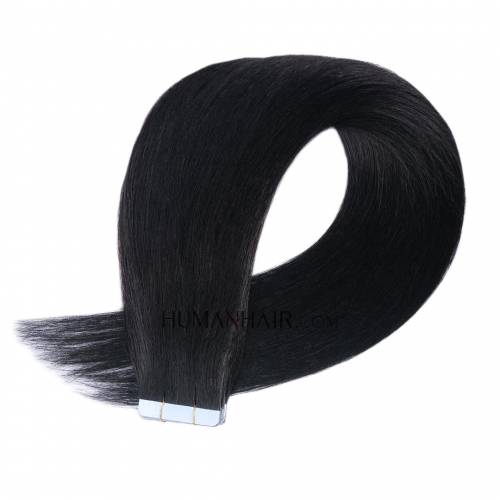 Tape In Hair Extensions 20pcs Jet Black #1 Remy Human Hair Extensions HAIRCC Hair