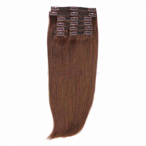 Clip In Hair Extensions 8pcs/Pack Dark Brown #4 10in-24in Remy Human Hair Extensions HAIRCC Hair