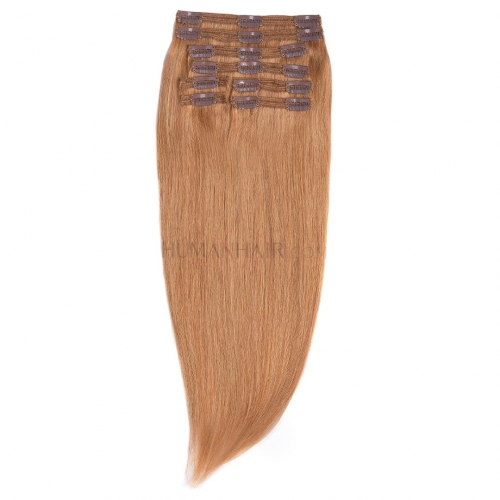 Clip In Hair Extensions 8pcs/Pack Golden Brown #12 10in-24in Remy Human Hair Extensions HAIRCC Hair