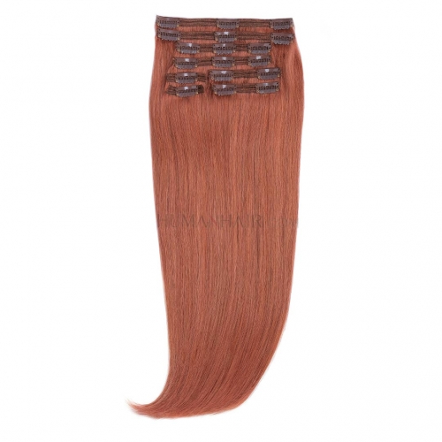 Clip In Hair Extensions 8pcs/Pack Copper Red #33 10in-24in Remy Human Hair Extensions HAIRCC Hair