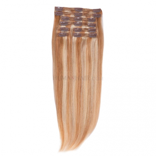 Clip In Hair Extensions 8pcs/Pack Piano Color #12P613 10in-24in Remy Human Hair Extensions HAIRCC Hair