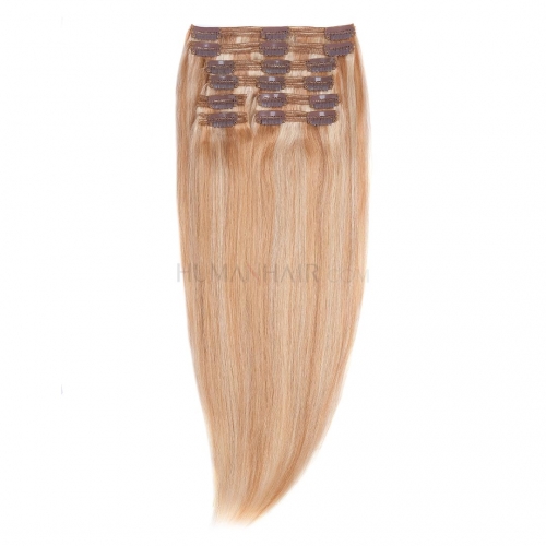 Clip In Hair Extensions 8pcs/Pack Piano Color #18P613 10in-24in Remy Human Hair Extensions HAIRCC Hair