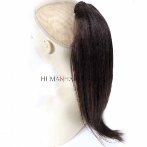 Clip In Ponytail Drawstring Dark Brown #4 Human Hair Pony Tail Wig Evova Hair