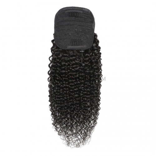 Kinky Curly Human Hair Ponytail Drawstring Clip In Pony Tail Extension Evova Hair