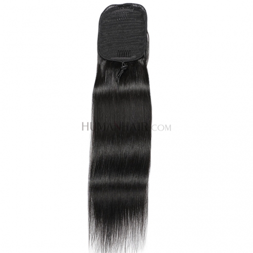 Clip In Ponytail Drawstring Straight Human Hair Pony Tail Extension Evova Hair