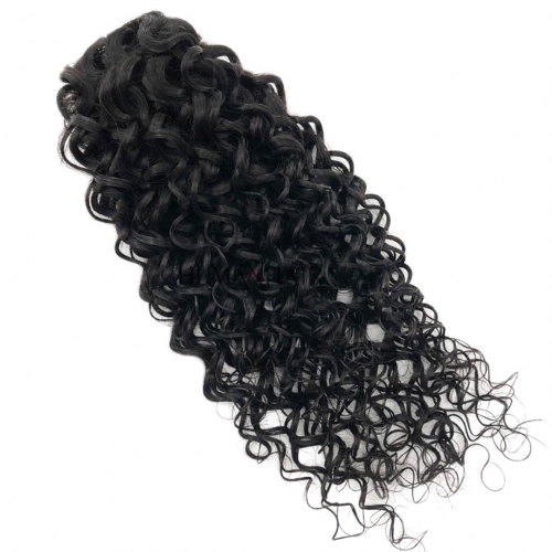 Water Wave Human Hair Ponytail Drawstring Afro Puff Clip In Pony Tail Hairpiece Evova Hair