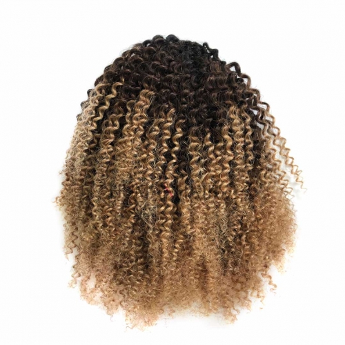 Afro Kinky Curly Puff Ponytail Drawstring Ombre T1B/4/27 Black Brown Human Hair Clip In Pony Tail Extension Evova Hair