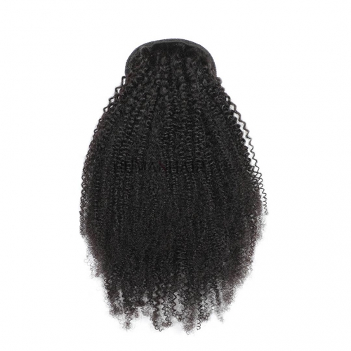 Afro Kinky Curly Human Hair Ponytail Drawstring Clip In Pony Tail Extension Evova Hair