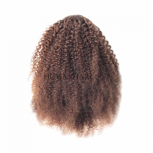 Afro Kinky Curly Puff Ponytail Drawstring #4 Dark Brown Human Hair Clip In Pony Tail Extension Evova Hair