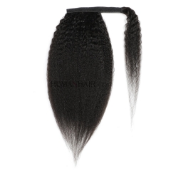 Kinky Straight Culry Human Hair Ponytail Wrap Around Clip In Pony Tail Hairpiece Evova Hair
