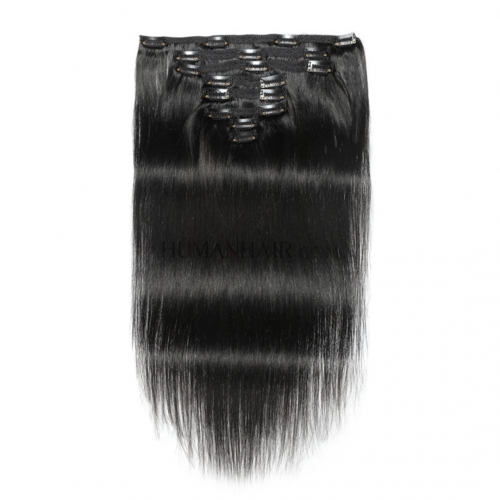 Lace Clip In Hair Extensions 8pcs/pack 8in-28in Natural Black Human Hair Clip Ins Evova Hair