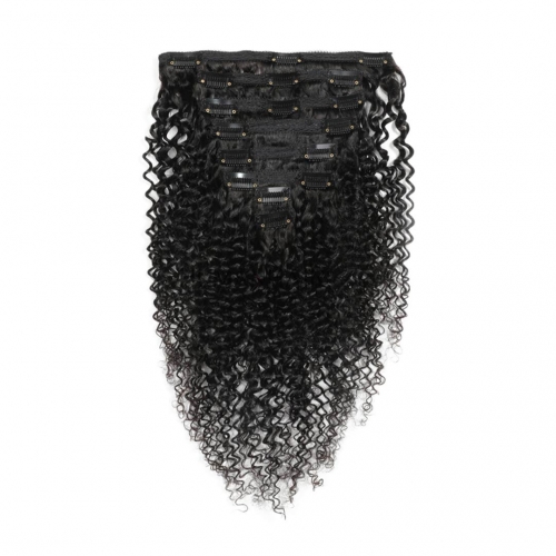 Lace Clip In Human Hair Extensions Kinky Curly 8pcs/pack 8in-28in Human Hair Clip Ins Evova Hair