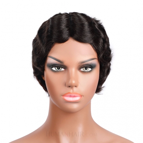 Short Bob Wigs Natural Black Human Hair Machine Made Wigs Evova Cheap Wigs