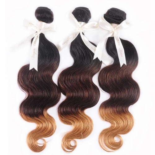 Ombre Human Hair Weave 3/4 Bundles Body Wave T1B/4/27 Black Brown Blonde HAIRCC Remy Hair