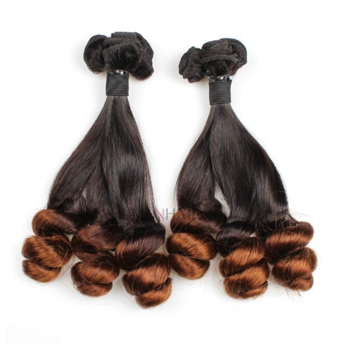 Double Drawn Brazilian Human Hair Weave Funmi Loose 3 Bundles EBBA Ombre Hair Weft