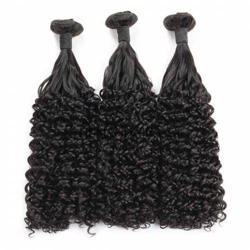 Double Drawn Hair Weave Jerry Curly 3 Bundles Thick Brazilian Hair Unprocessed Virgin Hair Weft