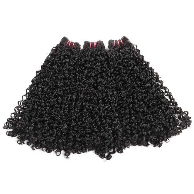 Double Drawn Curly Human Hair Weave 3 Bundles Thick Brazilian Hair Weft Ebba Unprocessed Virgin Hair