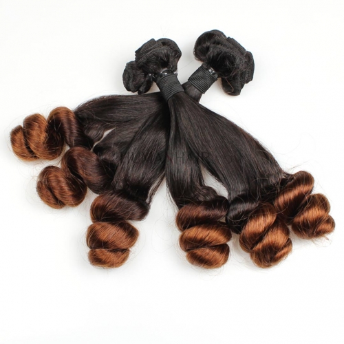 Double Drawn Brazilian Human Hair Weave Funmi Loose 4 Bundles EBBA Ombre Hair Weft