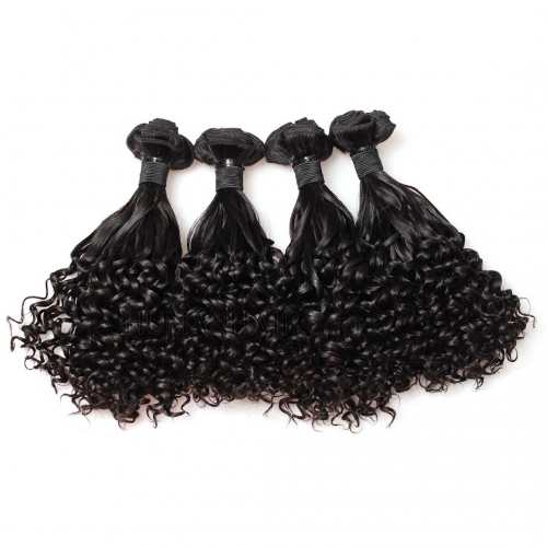 Double Drawn Brazilian Hair Weave Funmi Curl 4 Bundles Bouncy Hair Weft Ebba Unprocessed Virgin Hair