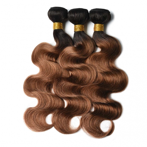 Amber Color Human Hair Weave 3 Bundles Body Wave Ombre Brazilian Hair Weft T1B/30 Soft Evova Hair