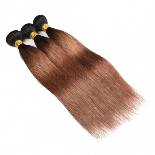 Amber Color Hair Bundles 3 Piece Silky Straight Ombre Brazilian Human Hair Weft T1B/30 Soft Evova Hair