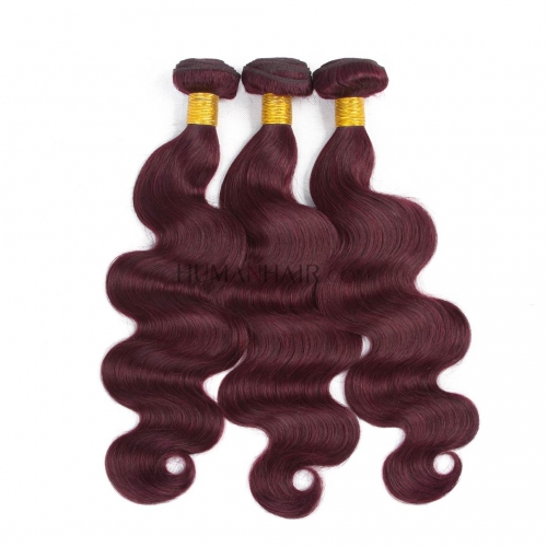 99J Hair Bundles 3pcs Body Wave Red Wine Brazilian Human Hair Weft Soft Evova Hair