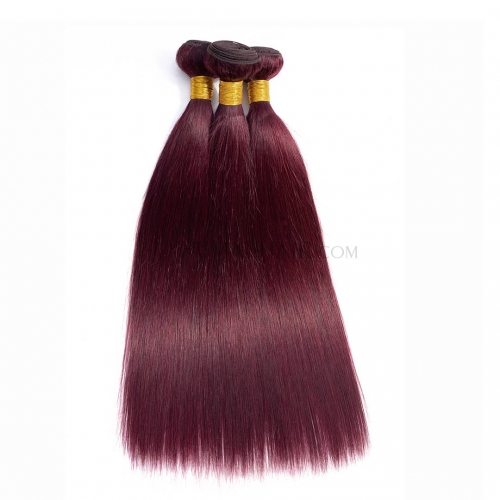 Red Wine Human Hair Weave 3 Bundles 99J Brazilian Straight Human Hair Weft Cheap Evova Hair