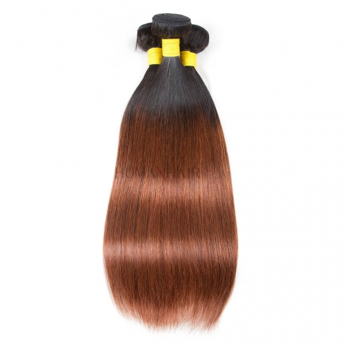 4 Bundles Amber Hair Weave Ombre Brazilian Straight Human Hair Weft T1B/30 Soft Evova Hair