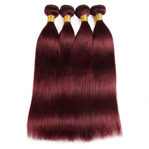 Red Wine Hair Weave 4 Bundles 99J Brazilian Straight Human Hair Weft Soft Evova Hair