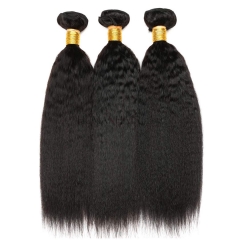 Kinky Straight Hair Bundles 4 Pieces Brazilian Yaki Straight Human Hair Weft Thick Evova Hair