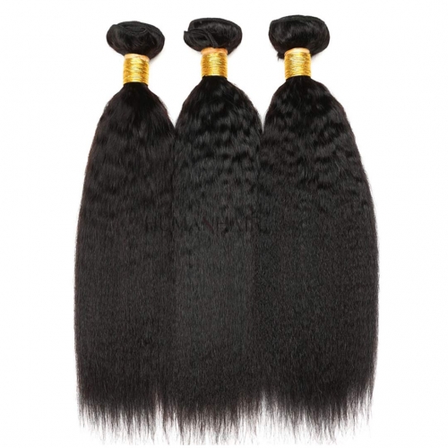 Brazilian Kinky Straight Hair Weave 3 Bundles Cheap Yaki Straight Human Hair Weft Thick Evova Hair