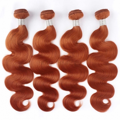 Ginger Orange Hair Weave 4 Bundles 8in-28in Body Wave Human Hair Weft Highlight Evova Hair