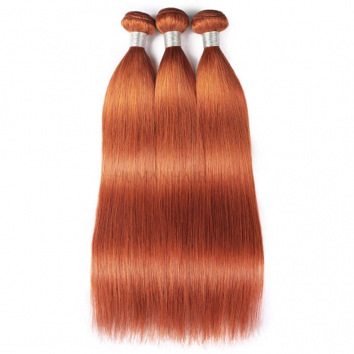 Ginger Orange Hair Bundles 3 Pieces 8in-28in Straight Human Hair Weave Evova Hair Weft
