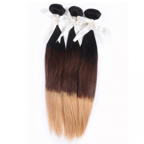 Ombre Straight Hair Weave 3/4 Bundles T1B/4/27 Ombre Remy Human Hair Weft HAIRCC Hair